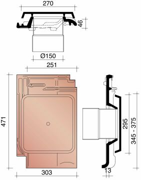 BISCH SE ALEGRA 10 KIT KOKERPAN DIA 150MM + KAPJE + AANSLUITINGSMODULE ANTRACIET 736