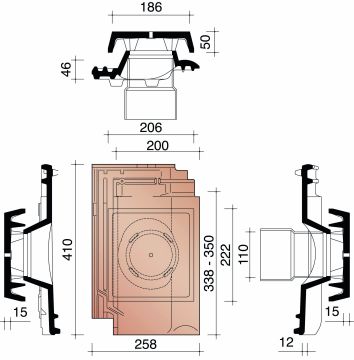 BISCH SE PANNE KIT KOKERPAN 110MM + KAPJE + AANSLUITINGSMODULE ANTRACIET MAT 703