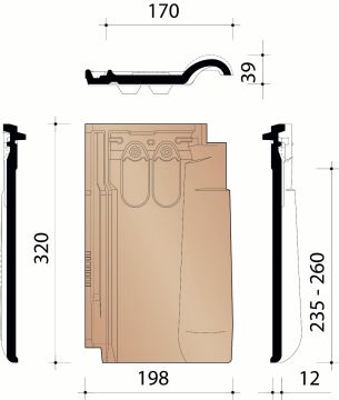 KOR DRIEKWARTPAN VARIO 18 MAT ZWART 741