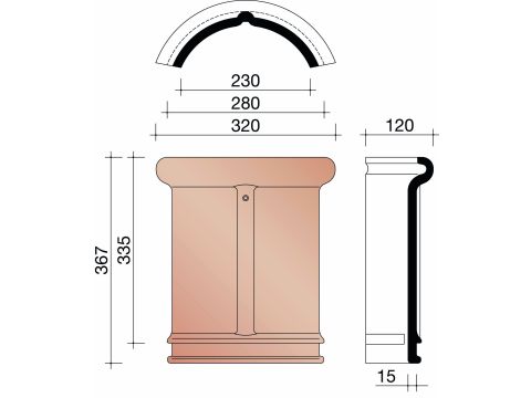 KOR VORST 230MM HALFROND  44/993/401 ANTRACIET NEW 736