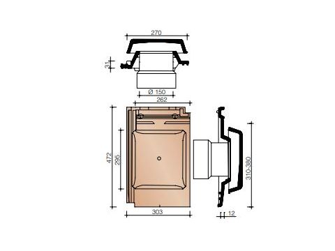 MIGEON ACTUA KIT KOKERPAN + KAPJE + AANSLUITINGSMODULE 150MM TITAANWIT 923