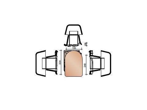 KOR KIT KOKERPAN DIA 125MM 44 + KAPJE + AANSLUITINGSMODULE LEIKLEUR MAT VERGLAASD 705